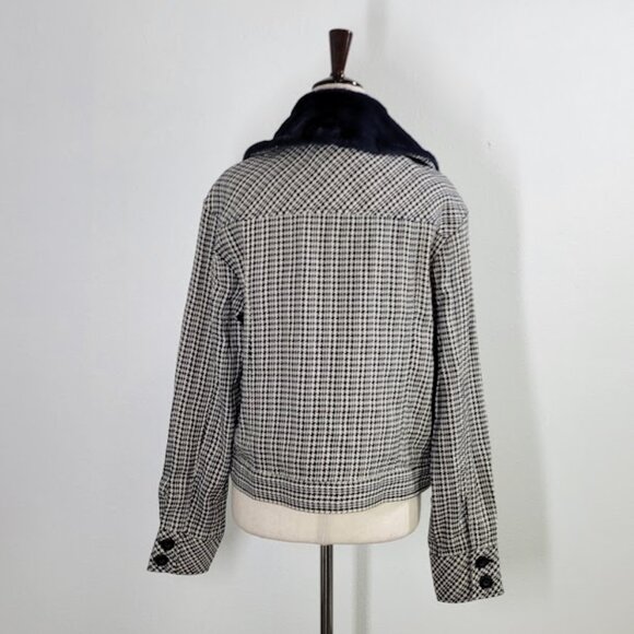 ANTHROPOLOGIE MAEVE tweed faux fur-collar jacket Sz M NEW - Picture 7 of 11